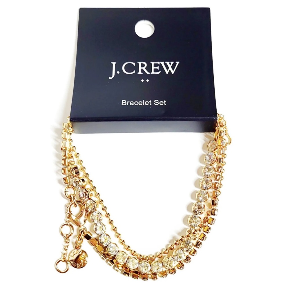 J. CREW Tennis Bracelet Set Three Bracelets Crystals NWT - Picture 10 of 10
